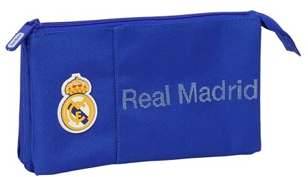 safta Real Madrid Federmäppchen für Kinder, ideal für Kinder im Schulalter, bequem und vielseitig, Qualität und Widerstandsfähigkeit, 22 x 3 x 12 cm