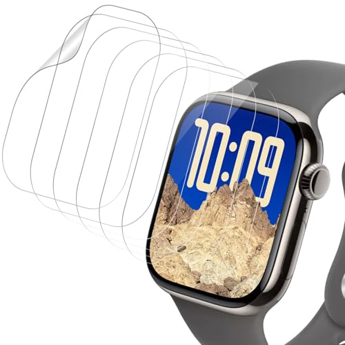 Joeyu (6 Stück) Displayschutzfolie für Apple Watch Series 10/11 46mm, Weiches TPU, HD-klar, Vollabdeckung, kratzfest, Ghärtetes Glas