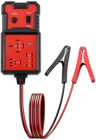 Automotive Relay Tester Car 12V,Relay Circuit Tester Kit Electronic | With clips, car battery diagnostic tool with LED indicator light, 4/5 pin fast testing for trucks cars electrical system