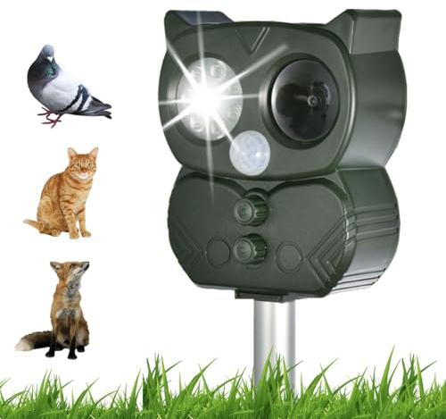 Repelente de Gatos, ahuyentador de Gatos, Disuasión Pájaros Solar Ultrasónico, Parada de Animales, Gatos, Ratas, Perros, Pájaros, Zorros y Otros, Repelente para Animales con LED Intermitentes