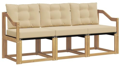 vidaXL Outdoor-Sofagarnitur mit Kissen 3 pcs Weiß und Beige, Gartenmöbel, strapazierfähiges Outdoor-Sofa, Loungeset für die Terrasse, Komfort beim Sitzen