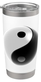 Yin-Yang-Symbol in Schwarz-Weiß Doppelwandiger Edelstahl-Thermobecher