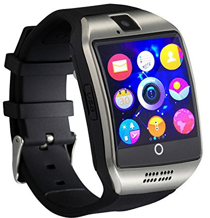 Ablebro Q18 Passometer Smart watch with Touch Screen with camera support SIM TF card Bluetooth smartwatch for Android IOS Phone (Silver)