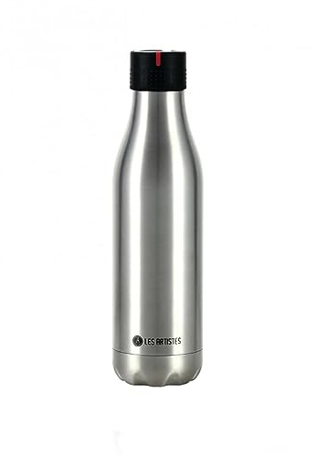 LES ARTISTES Paris A-1960 Bottle'Up, Thermos 500 ml, Gourde isotherme sans BPA, Réutilisable, Garde au chaud 12h et au froid 24h, Acier Inoxydable, Design Metallic argent