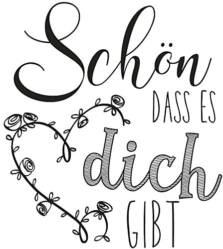 Rayher Hobby 29110000 Holzstempel Schon Dass Dich Gibt, 8 x 9 cm, Text mit Aussagekraft, zum Gestalten von Karten u.v.m, Butterer Schrift-Stempel, Braun