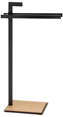 kela Handtuchhalter stehend 82,5cm, Eichenholz, Handtuchständer mit 2 Handtuchstangen, OAK, Metall pulverbeschichtet, Handtuchhalter schwarz matt