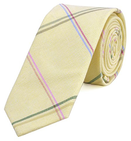 DonDon Herren Krawatte 6 cm gestreift Baumwolle pastell-gelb