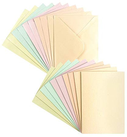 Ideen mit Herz Grußkarten-Set | Perlmutt-Veredelung | 10 Karten ca. 250 g/m² + 10 Umschläge ca. 120 g/m² | In 5 Pastellfarben | 11,5 cm x 16,5 cm (B6)
