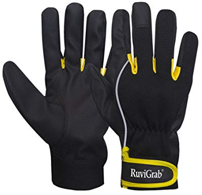 Ruvigrab Strip Handschuh aus Kunstleder, Klettverschluss, atmungsaktiver Rücken