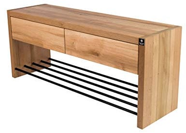 EMRA WOOD RDD-30 Schuhregal Sitzbank Bank Hocker mit Schubladen Eiche Massivholz Geölt Neu OVP Handarbeit Nach Mass (110, Höhe 48cm Tiefe 40cm)