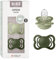 BIBS Supreme Schnuller 2er-Pack, BPA-frei, Symmetrischer Nippel. Silikon, Hergestellt in Dänemark. 0-6 Monate (2er Pack), Sage/Hunter Green
