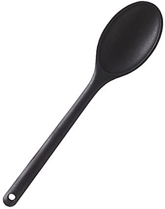 MASTRAD - Cuillère Creuse De Cuisine - Préparation, Cuisson, Mélanger - Unibloc - Silicone - Ne Raye Pas Les Casseroles - Noir