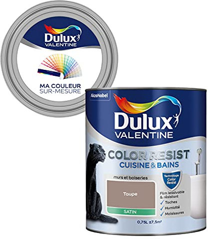 Ma Couleur Sur-Mesure par Dulux Valentine – Peinture Intérieure Murs, Plafonds, Boiseries - Palette Authentique, Cuisine & Bain Satin, Taupe , 0,75 L