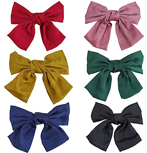 Große Haarschleifen Clip,6 Pcs Haarklammern mit Schleifen Elegante Bowknot Haarspangen Schleife Haarspangen Stoff Haarschmuck für Damen Lady Kinder