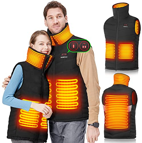 Heated Vest for Men Women, Heated Jackets with 14400mAh Battery Pack Included QC3.0 Power Bank, Heating Jacket with 10 Hours Working Time, Waterproof Electric Vest for Skiing, Hiking, Camping (L)