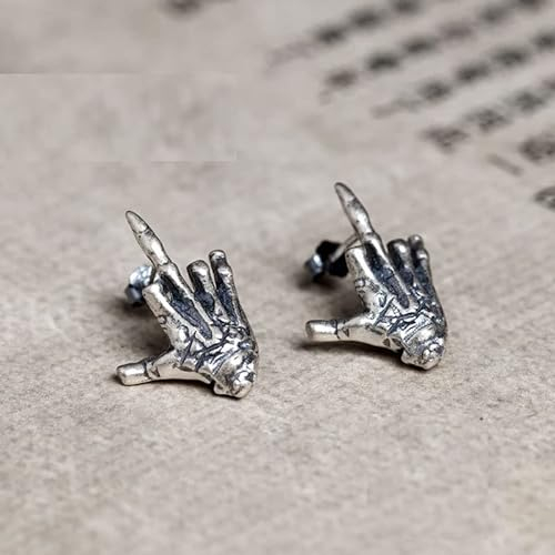 CHABER 925 Sterling Silber Gothic Mittelfinger Ohrringe Einzigartige Skelett Hand Ohrstecker Teens Punk Fine Jewelry