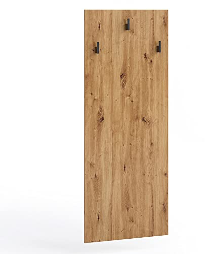 Lomadox Garderobe Hakenpaneel in Artisan Eiche Nb. mit 3 Haken, B/H/T ca. 46,5/150/16 cm