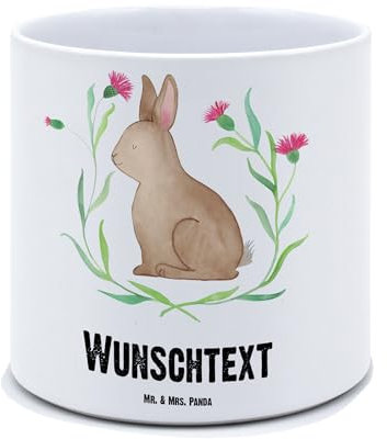 Mr. & Mrs. Panda Personalisierter Blumentopf Hase Sitzen - Personalisierte Geschenke, Ostern, Osterhase, Mit Namen, Pflanzkübel personalisiert, Bedrucken, Ostergrüße, Frohe, Liebe, Osternest