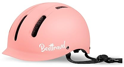 Besttravel Skateboard-Helm, Anpassungs-Fahrradhelme, Multi-Sport, Fahrrad, Skateboard, Skaten, Longboard, Pendlerhelm für Herren und Damen, Rosa, Größe M (54,9–57,9 cm)