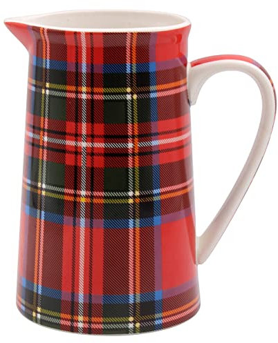 The Leonardo Collection Tartan Jug for All Types of Kitchen | Ceramic Jug for Multiple Use in The Kitchen | Beautiful Jug for Milk or Cream | Jugs for Everday Use