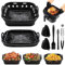 Foenwoen 22cm Molde Silicona Freidora de Aire con 2 Moldes Silicona,2 Guantes,Pinzas cocina,Pincel Cocina,Cepillo plato. Accesorios Freidora de Aire son compatibles con COSORI 5,5L Cecotec 6L(Negro)