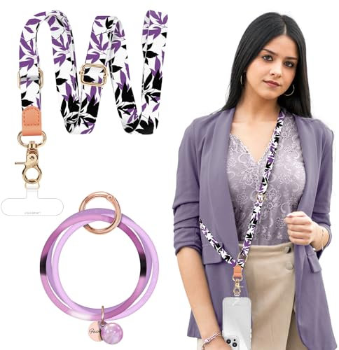 UKON Phone Lanyard, Crossbody Strap and Silicone Wrist Strap for iPhone Adjustable Crossbody Phone Straps 2 x Patch Compatible with Most Smartphones