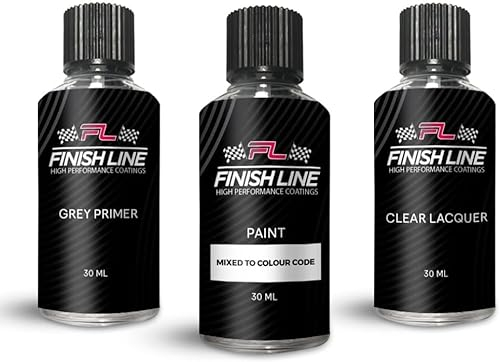 FINISH LINE Ausbesserungslack, 30 ml, für Audi LX5H Navarra, blaue Lackierung, graue Grundierung, Klarlackreparatur
