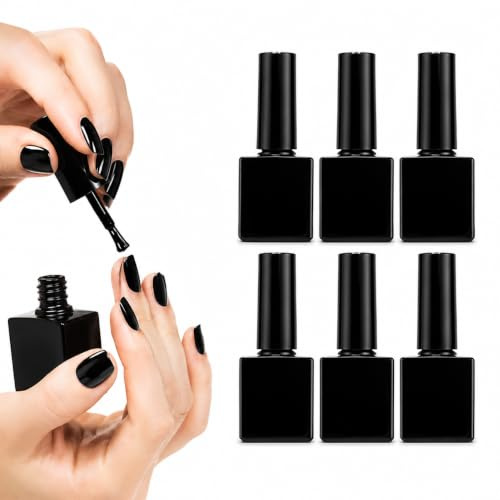 Beavorty Empty Nail Polish Bottles with Brush 6 pack Refillable Gel Polish Containers for Nail Varnish Small Travel size Vials for Salon Home Use and Diy Art