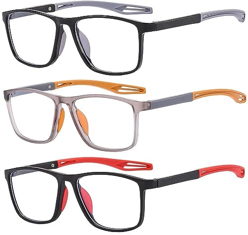 Fsread Lesebrillen Herren 3er Set Sportliches Design, Bequeme und flexible Leichte Blaulichtblockierende Lesehilfe für Herren +2.0