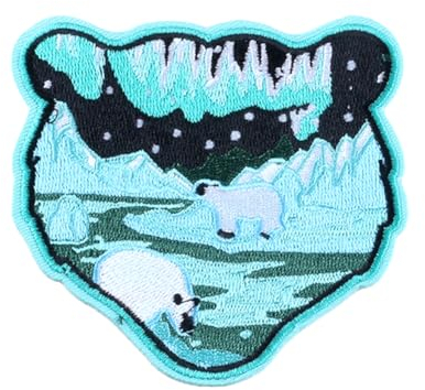 Locomo Aufnäher mit Tier-Silhouette, zum Aufbügeln oder Aufnähen, Reise-Aufnäher, Motiv: Eisbär, Kamel, Adler, Fuchs, Hirsch, Hirsch, Rentiere, Yak, Wal, Bär, Tiger, Fisch, Lebensraum, Abzeichen,