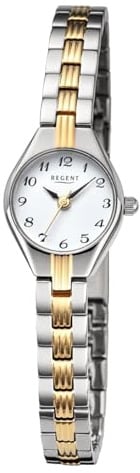 REGENT Damen Armbanduhr Analog Metallarmband Silber Gold URF1469 Analoguhr