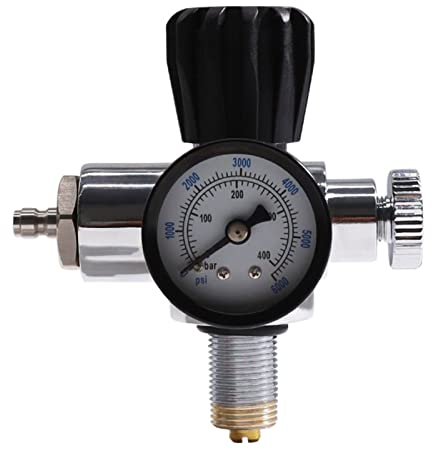 TUXING Estación de llenado de paintball PCP de alta presión de 4500 PSI, calibre PSI, válvula de acero inoxidable HPA CO2, sistema de carga DIN (7/8-14UNF)