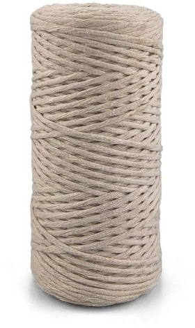 Netuno Cuerda algodón macramé Color Marfil 2 mm 150 m Hilo Artesanal Suave Resistente Trenzado decoración manualidad Bricolaje hogar Arte DIY