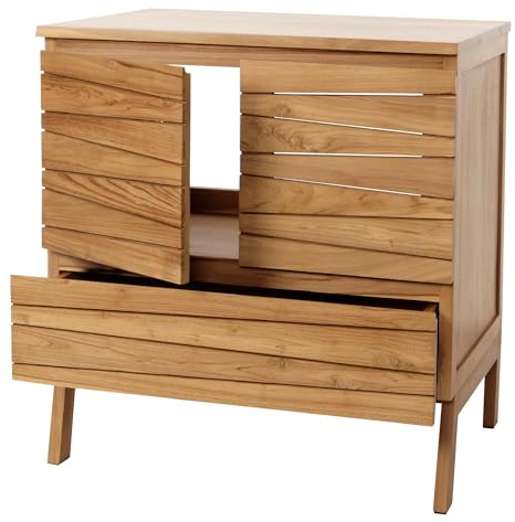 Mendler Teak-Waschbeckenunterschrank HWC-M73, Waschtisch Schrank, hochwertiges B-Grade-Teak (Kernholz, 20-30 Jahre), 87x81x56cm
