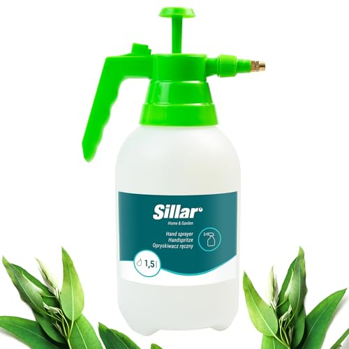 Sillar Handsprüher 1,5l, Drucksprüher, Zerstäuber Leere Sprühflasche mit Verstellbare Sprühkopf, Nachfüllbar Sprühflaschen Leer für Pflanzen, Blumen, Garten