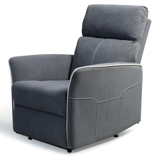 FLEXISPOT Relaxsessel mit verstellbare Rückenlehne-Manueller Liegesessel, Verstellbarer TV Sessel, Fernsehsessel mit liegefunktion, Pushback, Grau