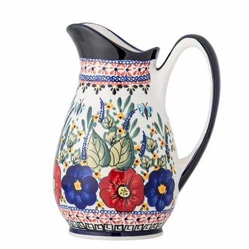 Pichet fleuriste rouge en faïence