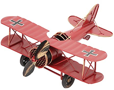 Ausla Retro Flugzeugmodell aus Metall, Flugzeugmodell mit Aufhängekette, für Zuhause oder Café Dekoration und (Rot)