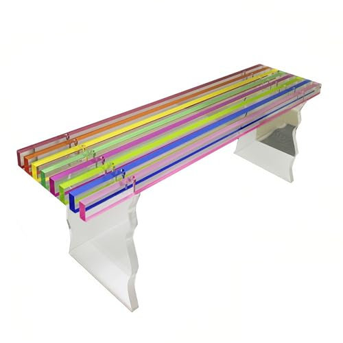ZXTRYBHD Acrylic Park Bench, Large Rainbow Patio Bench for Indoor Bench Outdoor and Dining End of Bed Bench for Bedroom Living Room Study Garden(47.1in/119.8cm)