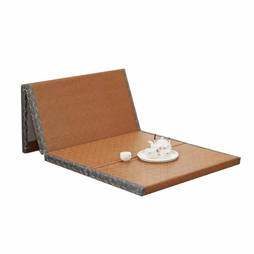 LINSGV Japanische Tatami-Matte, faltbare Futon-Klappmatratze, braunes Rushgras, Bodenmatte, Matratze, Klappbett, Matratze, ideal für Meditation, Yoga, Zen-Raum, japanischer Tränenraum (80 x 200 cm)