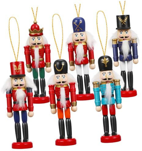 Alipis 18 Pcs Doll Figurines Hanging Nutcracker Decor Xmas Tree Pendants Xmas Tree Hanging Pendant Nutcracker Soldier Decoration Toy for Christmas Mininature Figurine Wooden