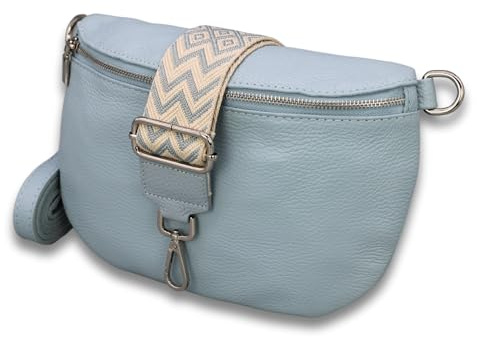 Adel Bags ADA Damen Bauchtasche Echtleder Handgefertigt Crossbody Bag | Damen Umhängetasche, Echtes Leder, Schultertasche mit Ledergurt & gemustertem Riemen, 3 Fächer, Made in Italy