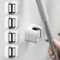 Ansodo 4Pcs Mop Holder Wall Mounted, Multifunctional Broom Holder Wall Mounted Self-Adhesive Mop Holders, Fit Kitchens, Laundry Rooms, Bathrooms, Toilets, Balconies, Garages