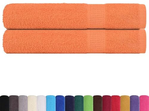 vidaXL Serviettes 2 pcs Orange 100x200 cm 360 g/m² 100% Coton, Serviette de Plage, Serviette d'invité, Grande Serviette de Plage, Serviette de Bain