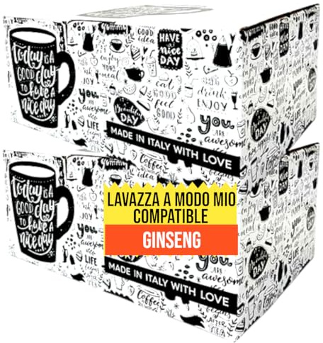 Bonini Ginseng Coffee Pods Compatible with Lavazza A Modo Mio Coffee Machines. Case of 2 (Total 10 Packs, 100 Pods)