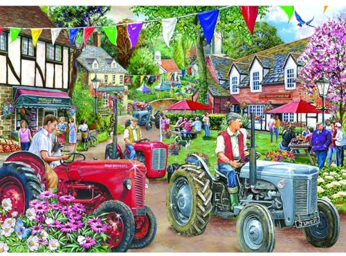 The House of Puzzles Puzzle Traktor Parade – 1000 Teile Puzzles für Erwachsene, Künstler illustriert, malerische Landschaft, Deluxe-Puzzle-Geschenke