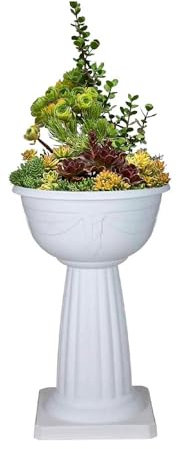 shopior 40cm Pedestal Planter Pot – Large Free-Standing Flower Bowl Jardiniere | Venetian Outdoor & Indoor Garden Planter | Weatherproof Decorative Flower Pot for Patio, Balcony, Lawn (White, Pack 1)