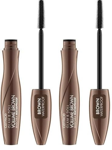Catrice Glam & Doll Volume Brown Mascara Waterproof, Braun, volumengebend, definierend, verlängernd, matt, vegan, wasserfest, ohne Mikroplastikpartikel, Nanopartikel frei, 2er Pack (10ml)