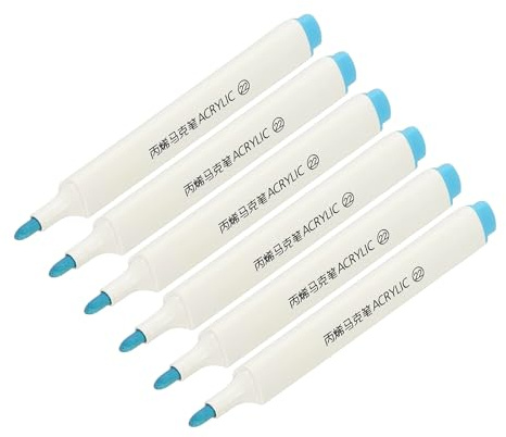 PATIKIL 6Pcs Marqueurs À Peinture Acrylique Marqueur À Pointe Large Bleu | Résistant À L'eau À Base D'eau, Pour Peinture Sur Pierre Bois DIY Artisanat Verre Céramique Toile