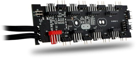 NOX XTREME PRODUCTS Hummer D-HUB - Hub de 18 Puertos ARGB y PWM para PC Gaming, Control de Ventiladores e Iluminación, Conexión SATA y Control Desde Placa, Color Negro